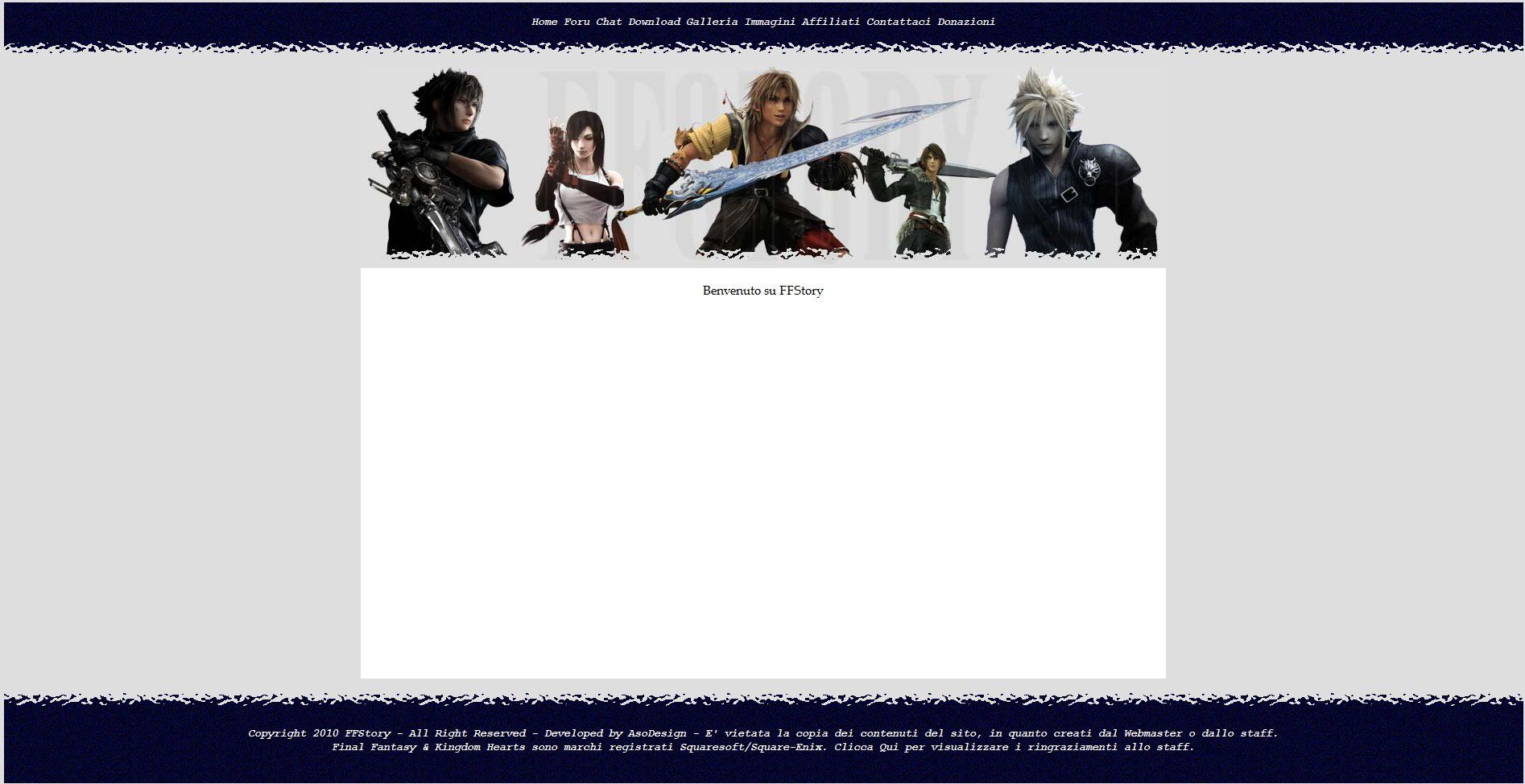 Another early FFStory website layout