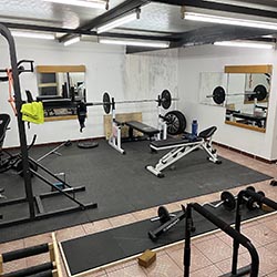 Andrea's home gym, the AsoStrife Tower Gym, built inside his garage